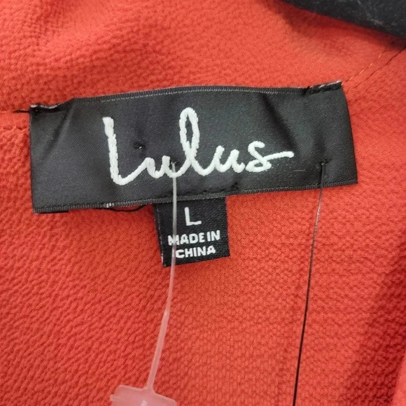 Lulus Choker Collar V-Neck Blouse Orange Sleeveless Top Sz L Lightweight Girly - Picture 7 of 10